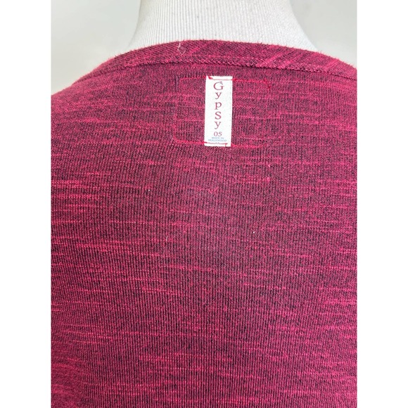 Gypsy 05 heathered red long sleeves asymmetrical v neck top size XS - Picture 6 of 9